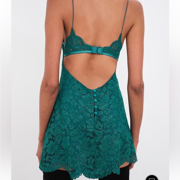 For Love & Lemons Creamsicle Lace Dress Victoria’s Secret Victoria SZ L teal - Picture 2 of 14
